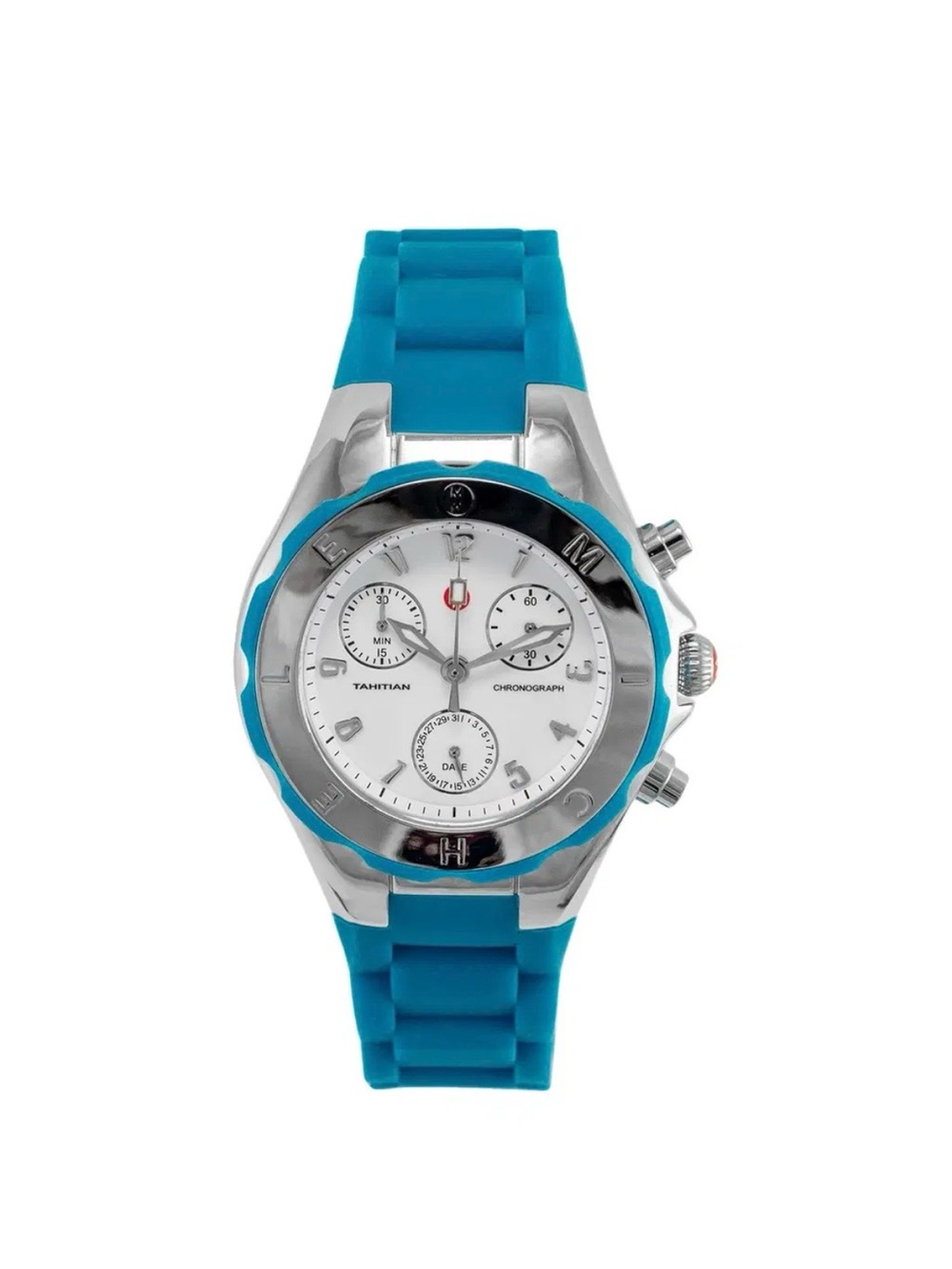Stunning Michele Tahitian Jelly Bean Chronograph Watch - Turquoise Blue | EUC